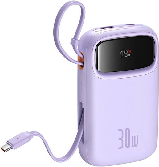 Baseus QPow 2 Power Bank 10000mAh 30W с USB-A порт и USB-C порт Лилав