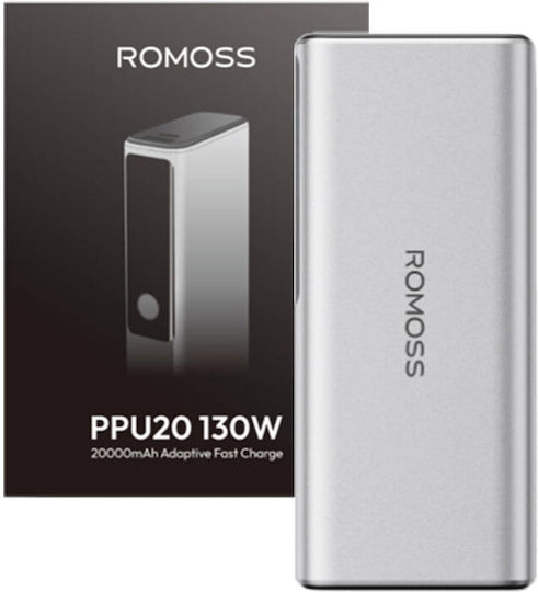 Romoss PPU20 Power Bank 20000mAh 130W with 2 USB-A Ports and USB-C Port Power Delivery / Quick Charge 3.0 Silver