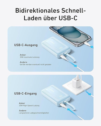 Anker Zolo Power Bank 10000mAh 30W с USB-C порт Черен