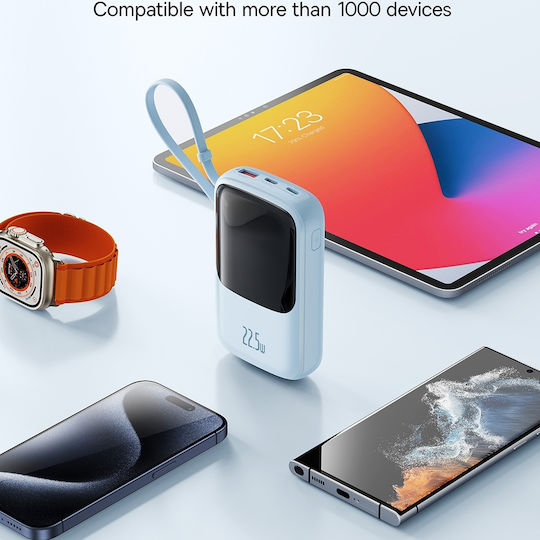 Baseus Qpow Pro+ Baterie Externă 10000mAh 22.5W cu Port USB-A și Port USB-C Albastru Deschis