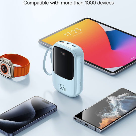 Baseus Qpow Pro+ Power Bank 20000mAh 22.5W με Θύρα USB-A και Θύρα USB-C Power Delivery / Quick Charge 3.0 Γαλάζιο