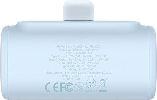 Baseus Compact Lightning Edition Power Bank 5000mAh 20W με Θύρα USB-C Μπλε