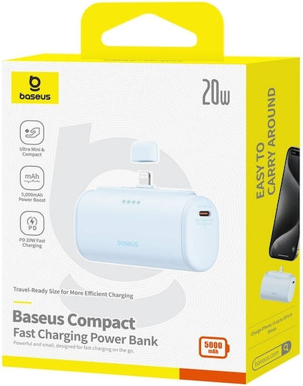 Baseus Compact Lightning Edition Power Bank 5000mAh 20W με Θύρα USB-C Μπλε