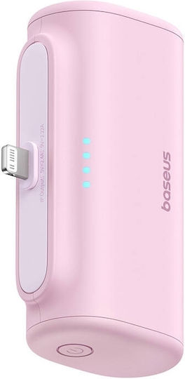 Baseus Compact Lightning Edition Power Bank 5000mAh 20W με Θύρα USB-C Ροζ