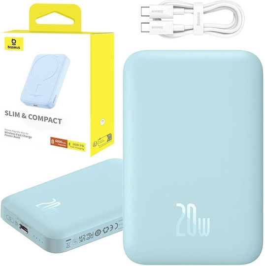 Baseus Magnetic Mini Power Bank 6000mAh 20W με Θύρα USB-C Μπλε