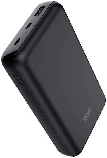 Trust Laro Baterie Externă 20000mAh 100W Cu Port USB-A Și 2 Porturi USB-C Power Delivery Încărcare Rapidă Neagră