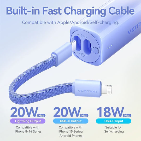 Vention FHWL0 Power Bank 5000mAh 20W cu Port USB-C Albastru