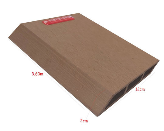 Dedron Umzäunung Deck für den Garten Seitenwand Teak aus WPC 360x12x2cm 1Stück