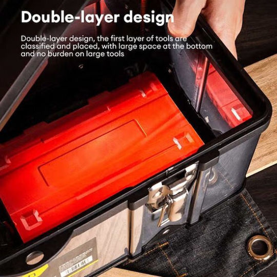 Deli Hand Tool Case Metallic Dimensions: W40xD18xH18cm