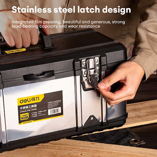 Deli Hand Tool Case Metallic Dimensions: W40xD18xH18cm