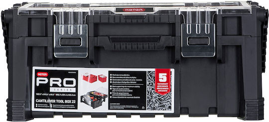 Keter Cantilever Hand Tool Case Plastic with Tobacco Case Dimensions: W56.7xD31.4xH24.5cm