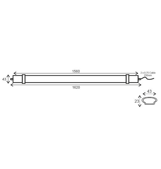 Aca Lighting Batten Outdoor with Integrated LED 45W 156cm