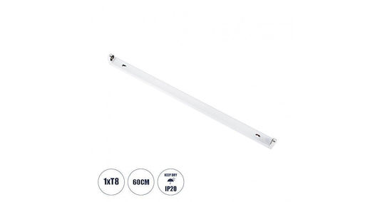 GloboStar Lighting Batten Tubato with 1 Slot for LED Lamp T8 60cm
