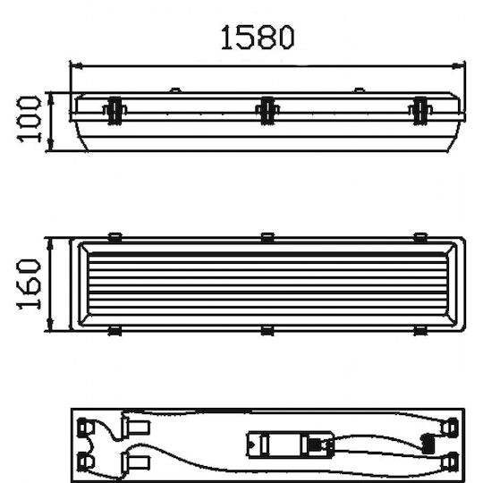 DIL Lumina liniară Lumină Plafon IP65 L158xL10xÎ16cm