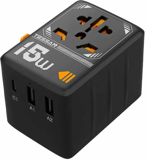 Tessan 15W Адаптер За Контакт Universal С 2 USB Порта