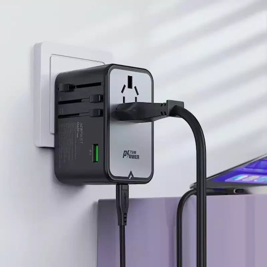 Acefast Multifunctional Travel Z1 Αντάπτορας Πρίζας από Universal σε Universal