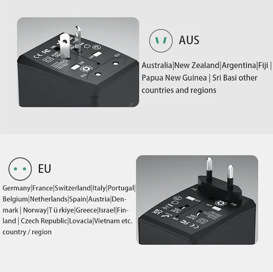 Techsuit Adaptor Priză de la Universal în Universal