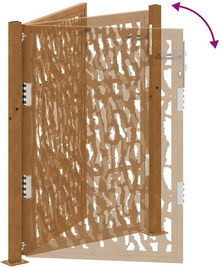 Vidaxl Πύλη Κήπου 105x130 Cm Διαβρωμένο Χάλυβα Σχεδιασμό Ίχνους Καφέ