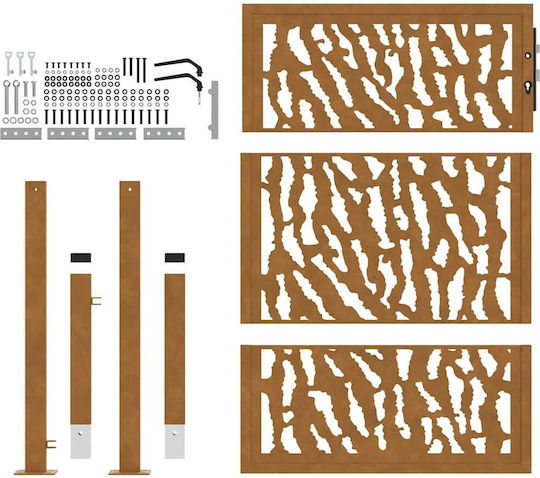 Vidaxl Πύλη Κήπου 105x130 Cm Διαβρωμένο Χάλυβα Σχεδιασμό Ίχνους Καφέ