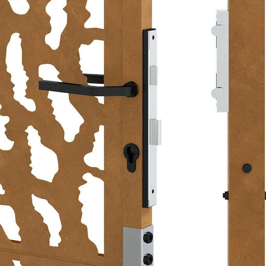 Vidaxl Πύλη Κήπου 105x130 Cm Διαβρωμένο Χάλυβα Σχεδιασμό Ίχνους Καφέ