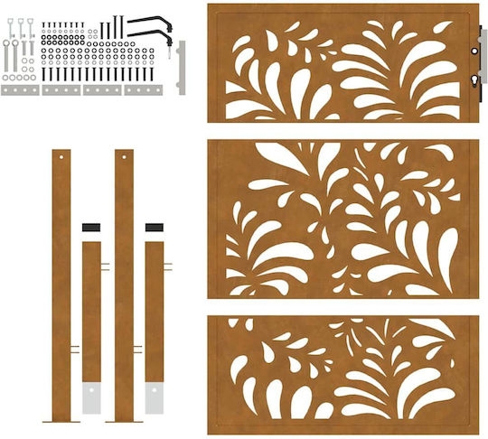 Vidaxl Poartă de Grădină 105x130 cm Design Ondulat din Oțel Maro