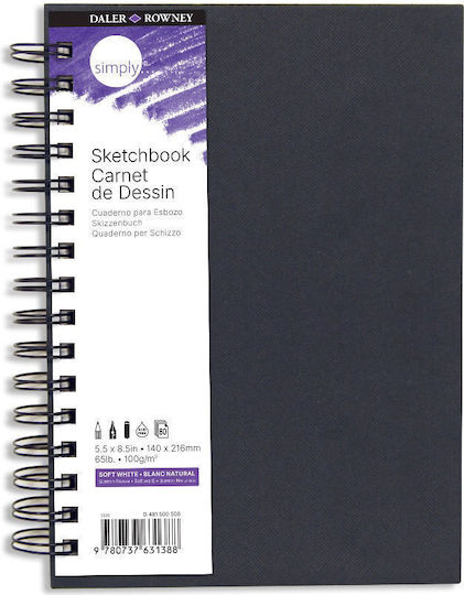 Daler Rowney Μπλοκ Σχεδίου Sketchbook Simply Α5 14.8x21cm 80 Φύλλα