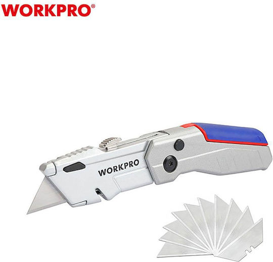 Aluminium Faltbarer Teppichschneider 4 Positionen + 3 Klingen Wp211011 Workpro Profi