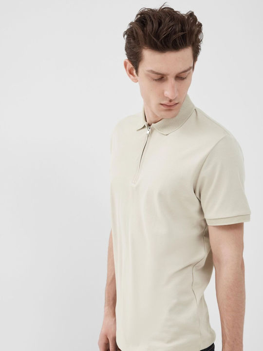 Herrenbluse Kurzarm Oatmeal Beige