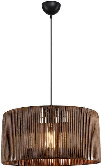 Pakketo Lambu Pendant Light Brown Boho with Rope for Socket E27 40x40x20cm