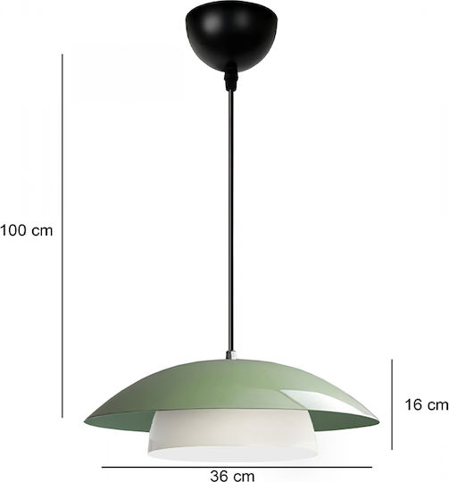 Megapap Eliora Κρεμαστό Φωτιστικό Πράσινο με Ντουί E27 36x36x100εκ.