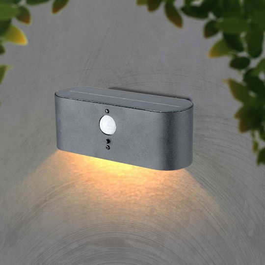 V-TAC Garden Led Wall Mounted Solar Light 2.5W 100lm Warm White with Motion Sensor IP54 18.1x9.1x6.6cm
