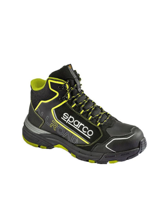 Sparco Водоустойчиви Предпазни Ботуши All Road High Esd S3s Sr Fo Hro En Iso 20345:2022 Черно Жълто Флуо 07529nrgf