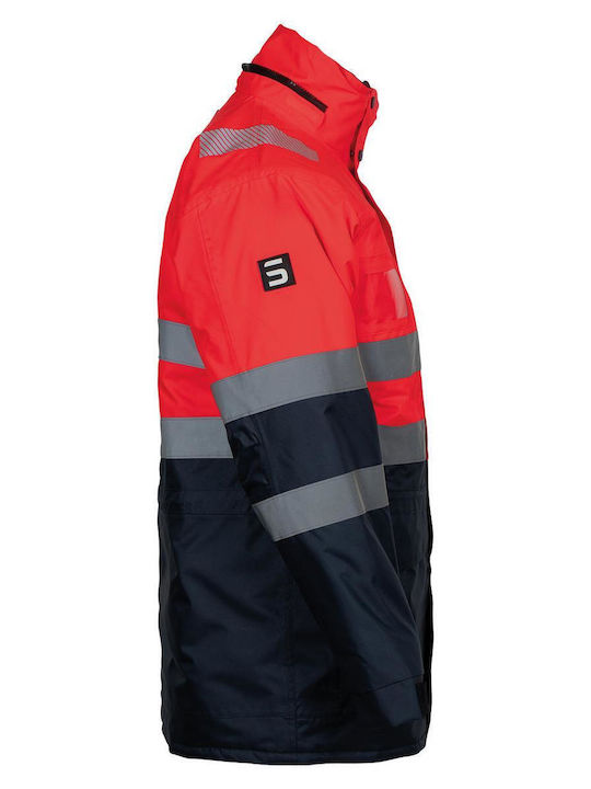 STOP Work Jacket Reflective Cold with Hood Red