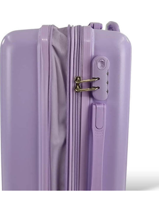 Playful Bags Cabin Travel Suitcase Hard Purple with 4 Wheels Height 55cm