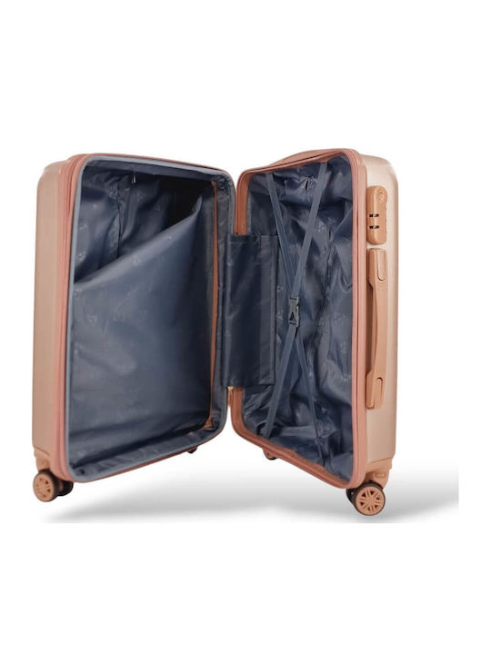 Playful Bags Βαλίτσα Ταξιδίου Καμπίνας Σκληρή Ροζ/χρυσό με 4 Ρόδες Ύψους 55εκ.