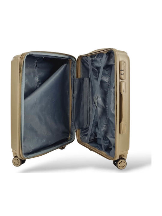 Playful Bags Cabin Travel Suitcase Hard Gold with 4 Wheels Height 55cm