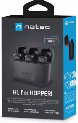 Natec Hopper Tie Set Drahtlos Kondensator (Kleine Membran) Mikrofon Πέτου, Clip On Journalistisch