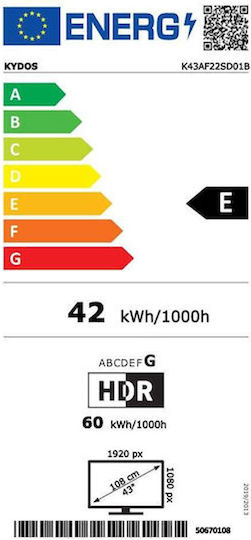Kydos Smart Τηλεόραση 43" 4K UHD LED K43WU22CD01B HDR (2024)
