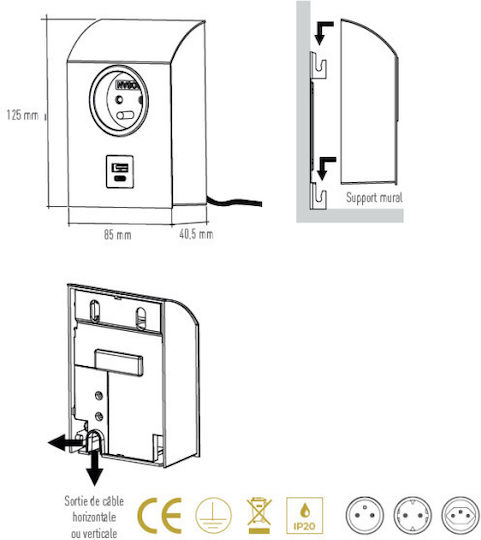 Παγκου Sfl Mini Born A9605n 1 Σουκο 1 Usb-a & 1 Usb-c Μονή Εξωτερική Πρίζα Ρεύματος με 2 Θύρες USB Μαύρη