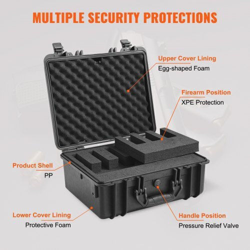Vevor Gun Case Pre-cut Foam 5 Pistols Lockable Case Yzsqhrn5zq18c7te3v0