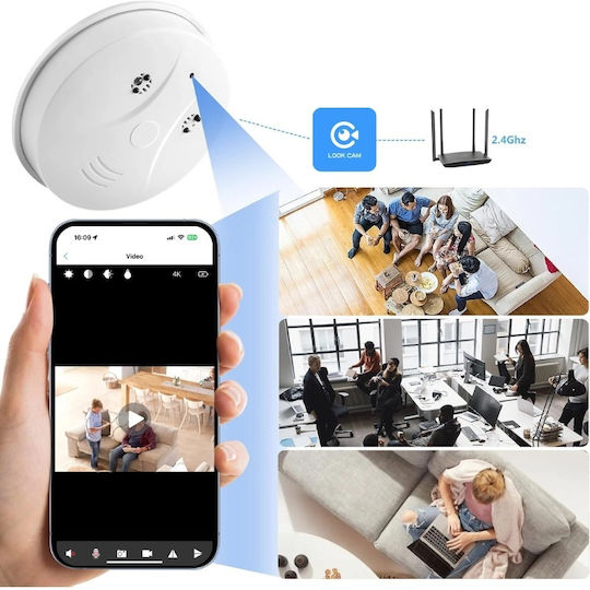 Cameră Spion Detector de Fum Iuni D101 8 Gb Wi-fi Vizualizare 4k Detectare Mișcare
