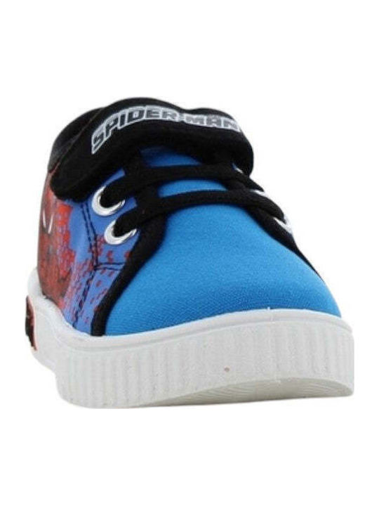 Παιδικά Sneakers Ανατομικά με Σκρατς & Φωτάκια Μπλε