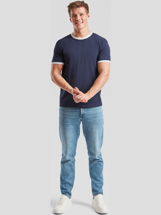 Fruit of the Loom Ringer Werbe-T-Shirt Navy/White