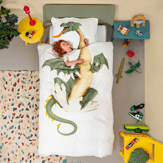 Snurk Set Kids Duvet Cover Single with Pillowcase White 140x200cm