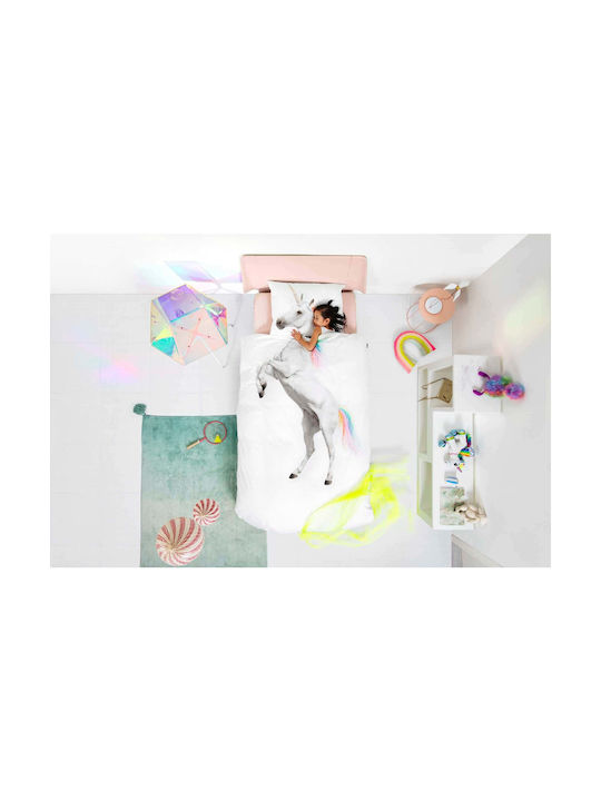 Snurk Set Kids Duvet Cover Single with Pillowcase White 140x200cm