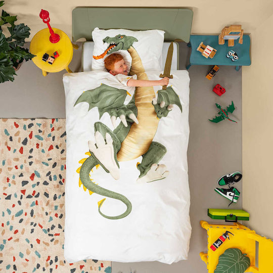Snurk Set Kids Duvet Cover Single with Pillowcase White 140x200cm