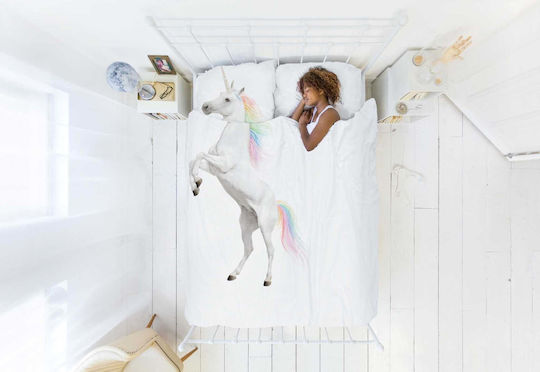 Snurk Set Kids Duvet Cover Single with Pillowcase White 140x200cm