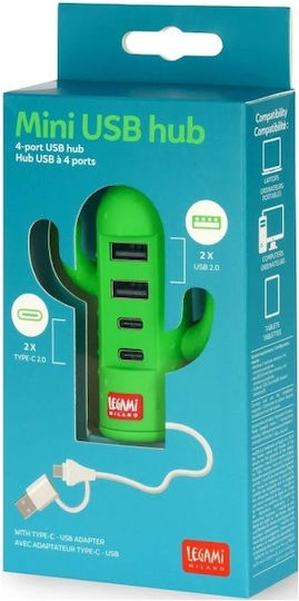Legami Milano USB-Hub Mit 4 Anschlüssen USB 2.0 Mit USB-A Anschluss Grünes