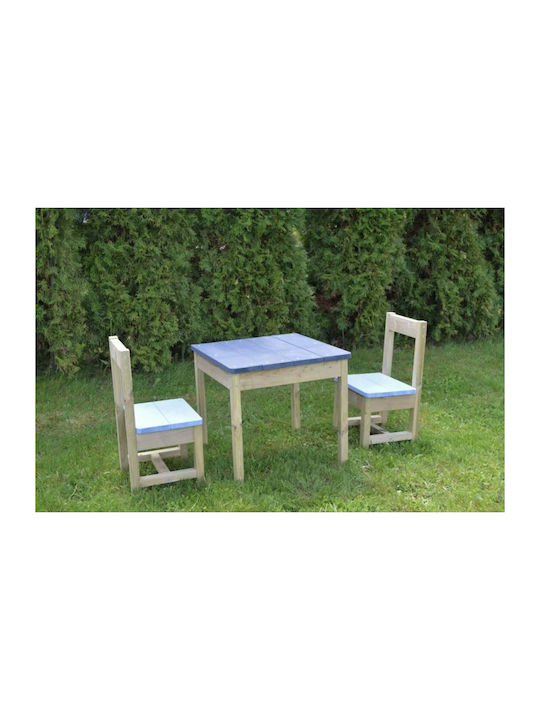Kids Table and Chairs Set made of Wood Blue Wendi Toys