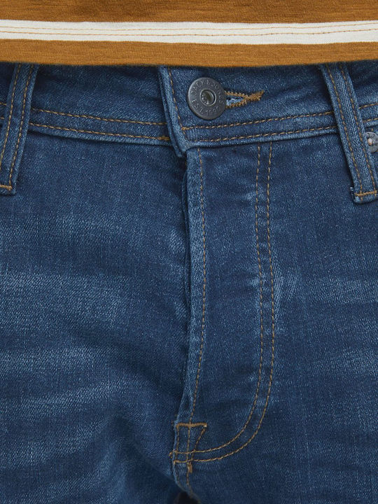 Glenn Men's Jeans Pants Elastic with Slim Straight Fit Blue Denim Noos